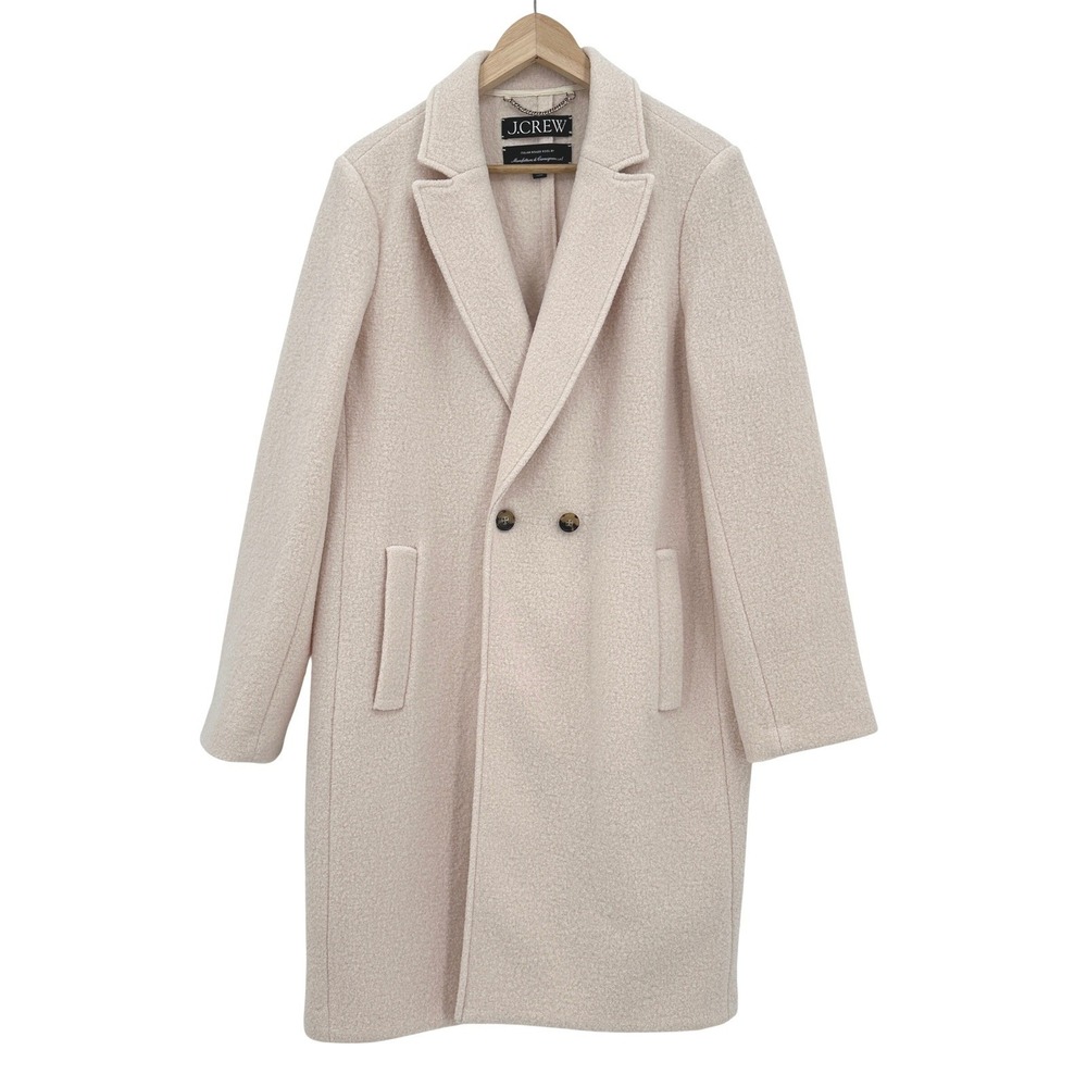 J.Crew Italian Boiled Wool Daphne Topcoat Dusty Ivory Cream Size 14 - Picture 2 of 6